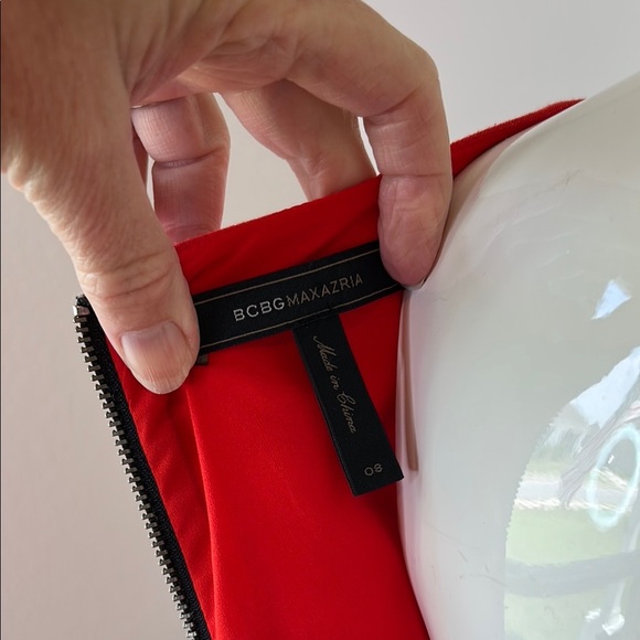 BCBGMaxAzria Red and Khaki A-Line Mini Dress - Picture 6 of 11